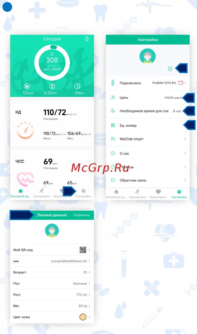 Healthband Health Watch Pro 80M Руководство по эксплуатации онлайн [16/32] 899065