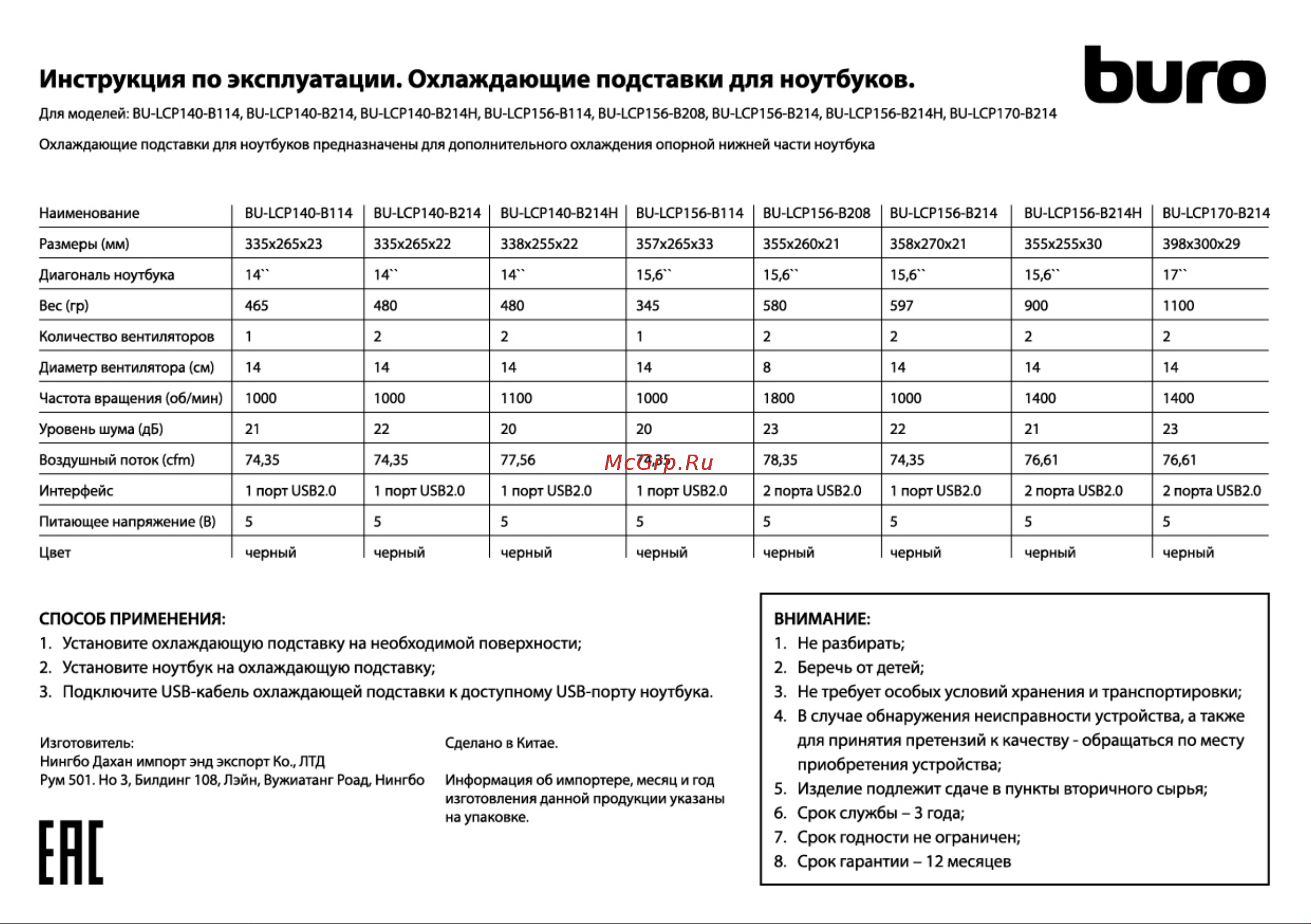 Buro BU-LCP170-B214 Руководство по эксплуатации онлайн