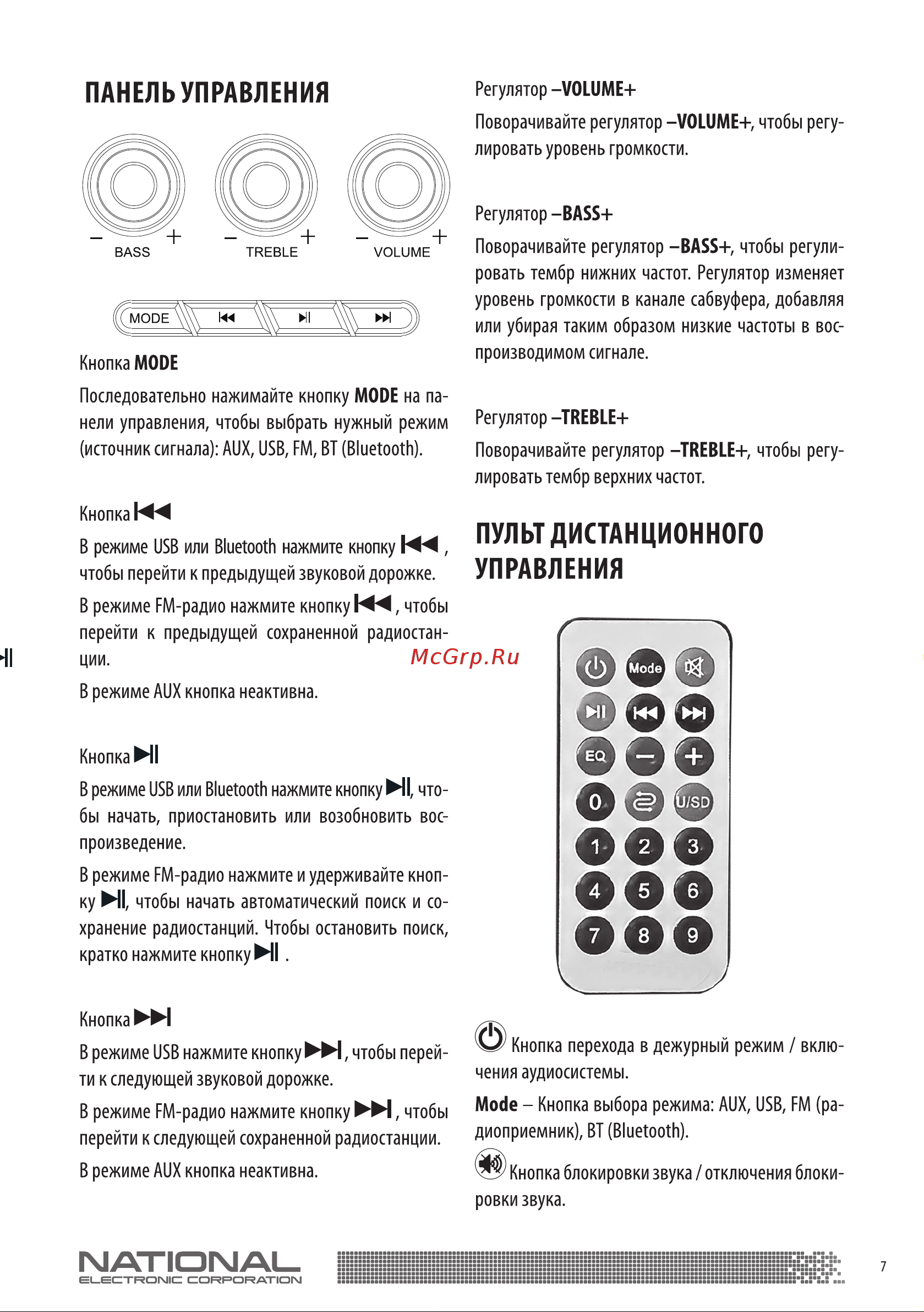 NATIONAL NAS-1290 Black Руководство по эксплуатации онлайн [7/16] 899920