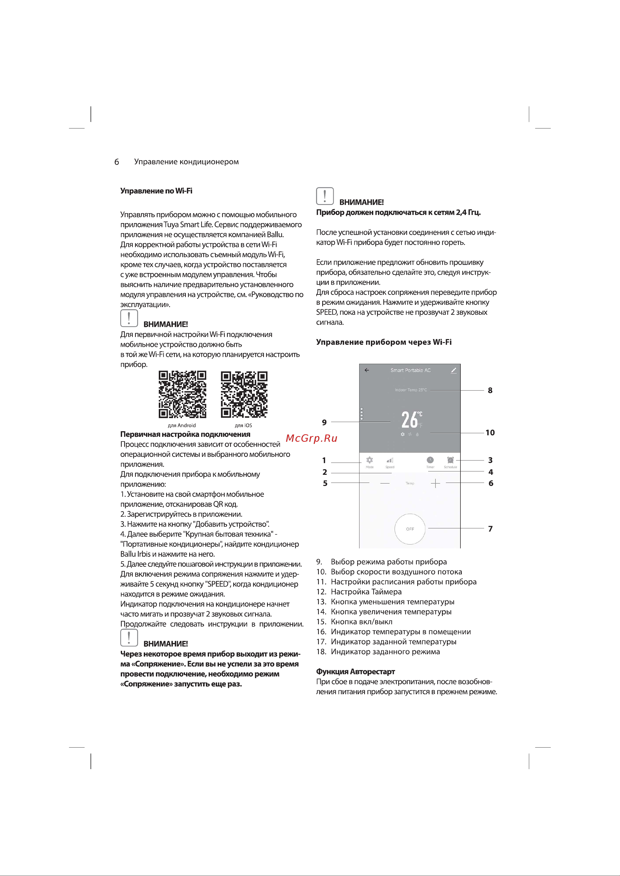 Ballu BPAC-09 CP-SF/N1 Wi-Fi Руководство по эксплуатации онлайн [6/16] 901083