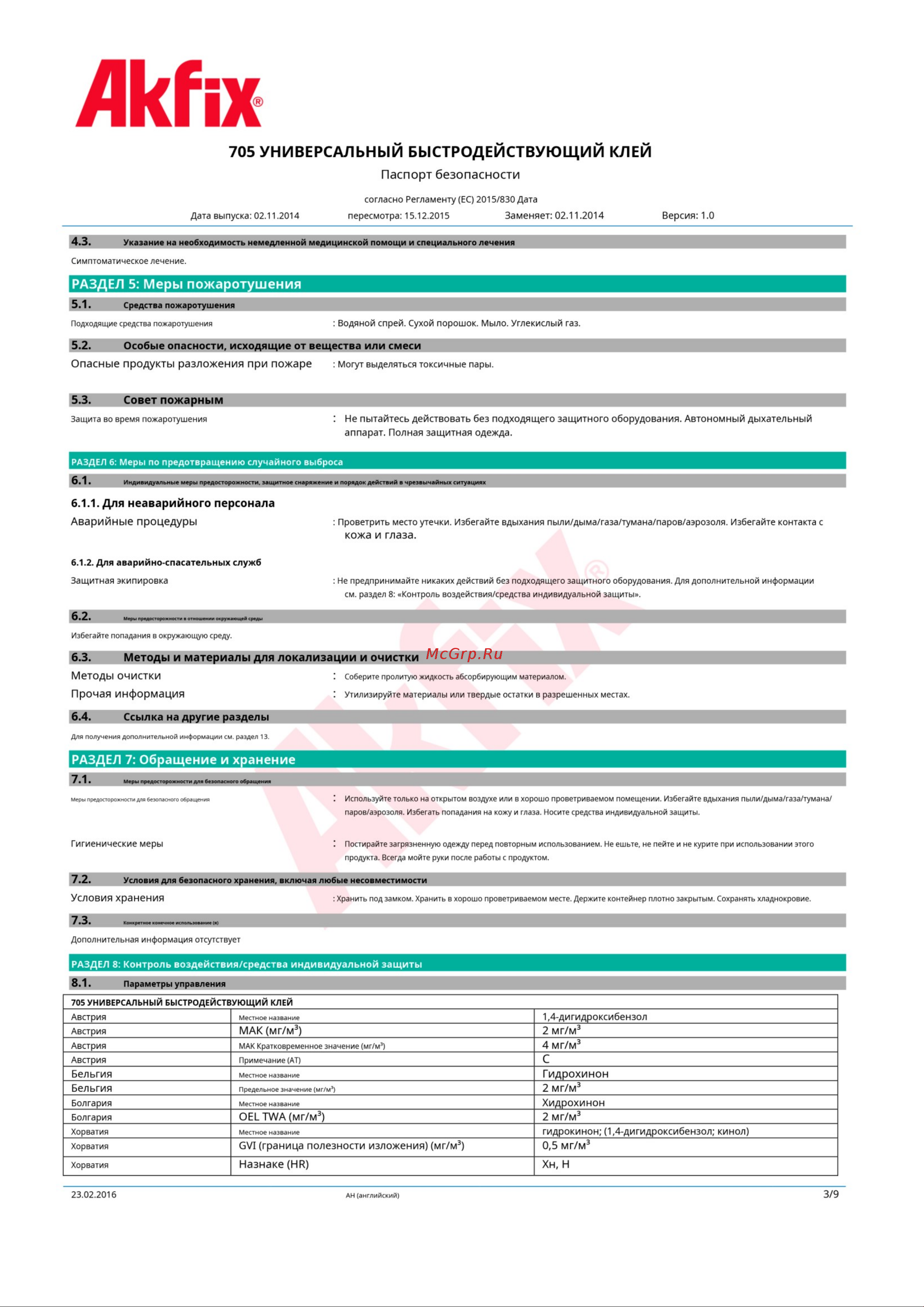 Akfix 705 50гр Руководство по эксплуатации онлайн [3/9] 901438