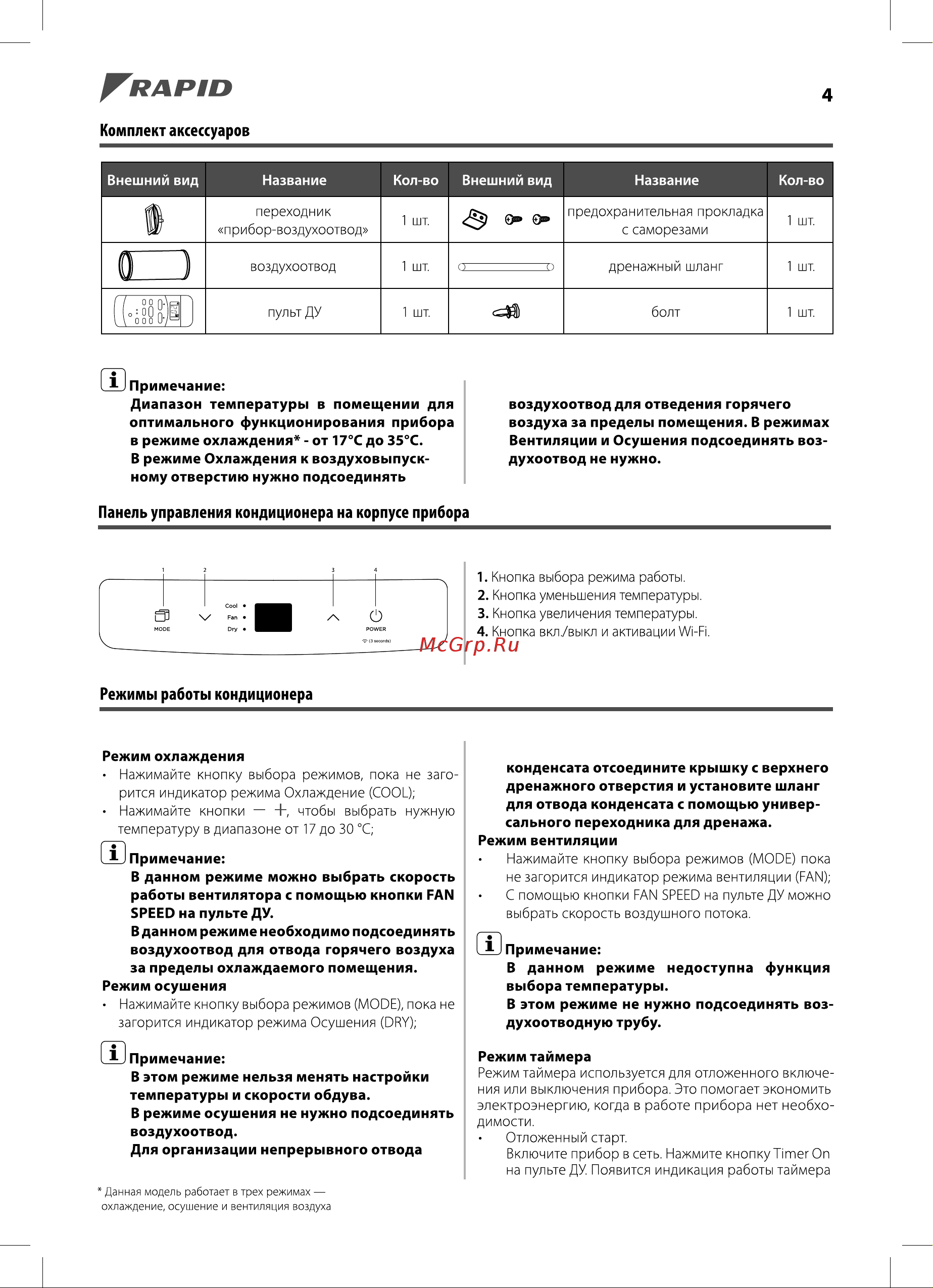 Rapid RAC-09 CA/N6/Wi-Fi Руководство по эксплуатации онлайн [4/16] 901476