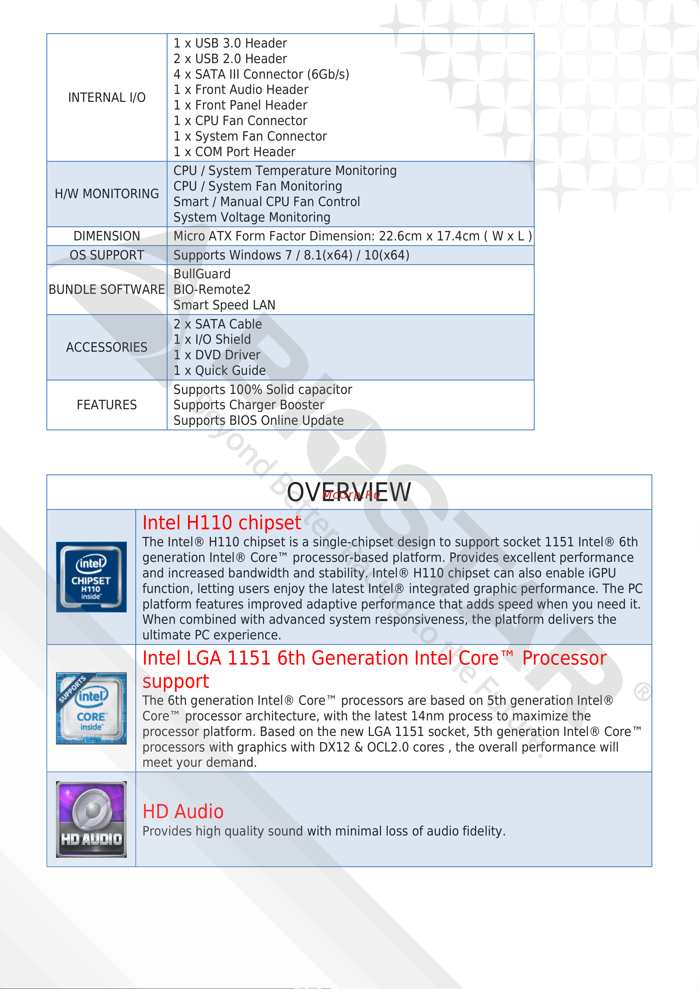 Biostar H110MD PRO D4 Версия 6.x BIOSTAR_H110MD_PRO_D4_SPEC онлайн [2/4] 546606