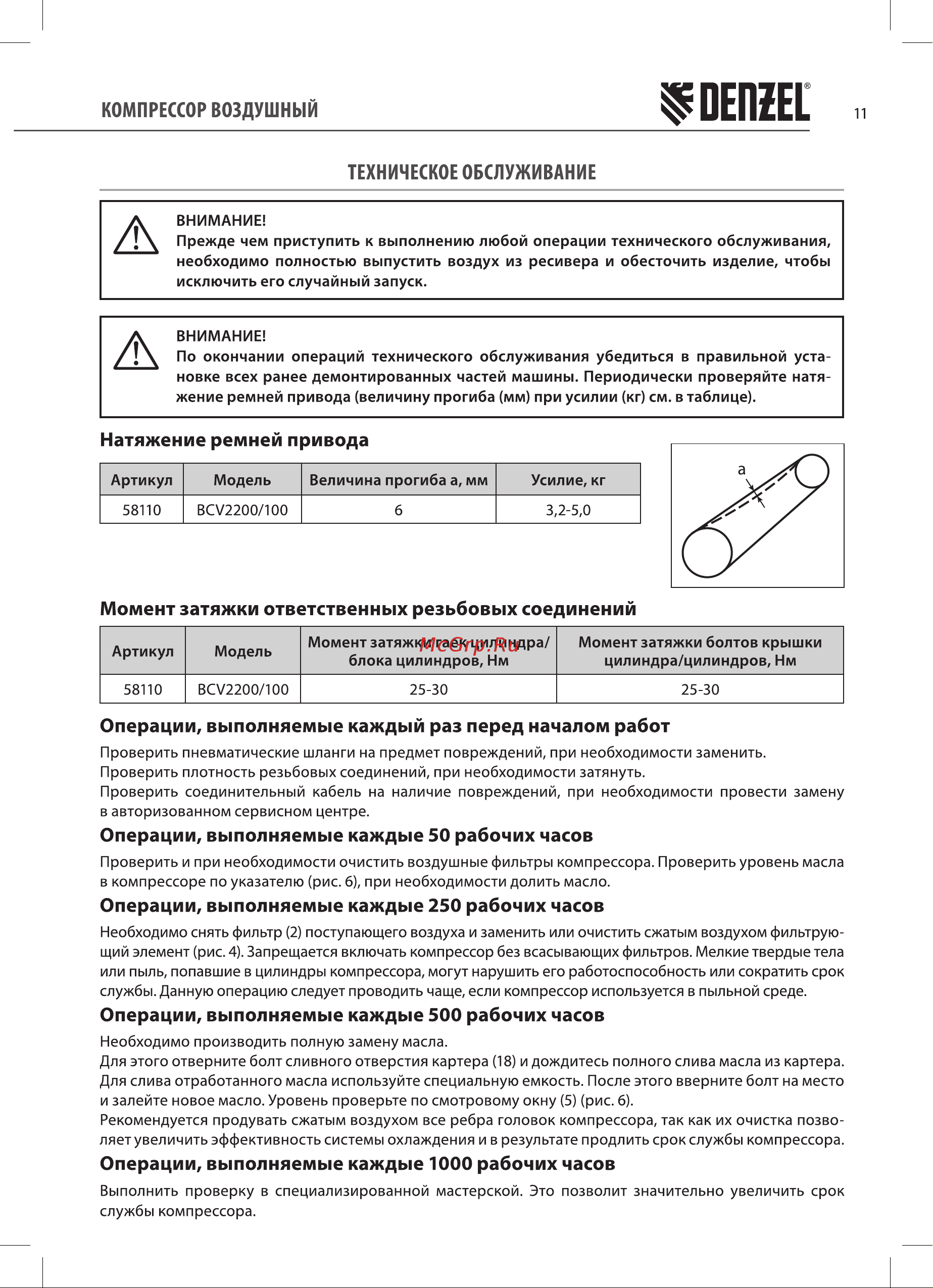 Denzel BCV2200/100 Руководство по эксплуатации онлайн [11/20] 664243