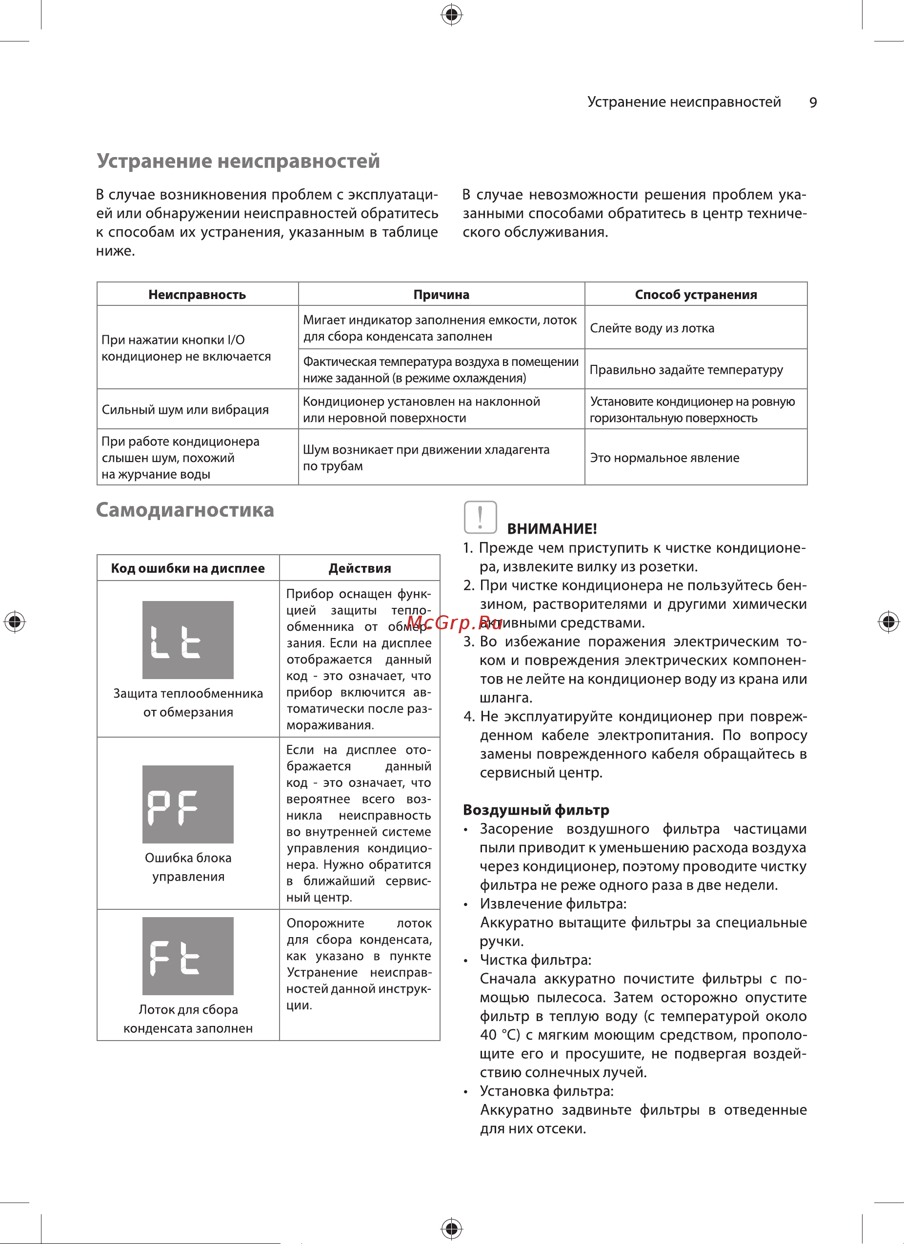 Ballu BPAC-18 CE_20Y Руководство по эксплуатации онлайн [9/20] 763775