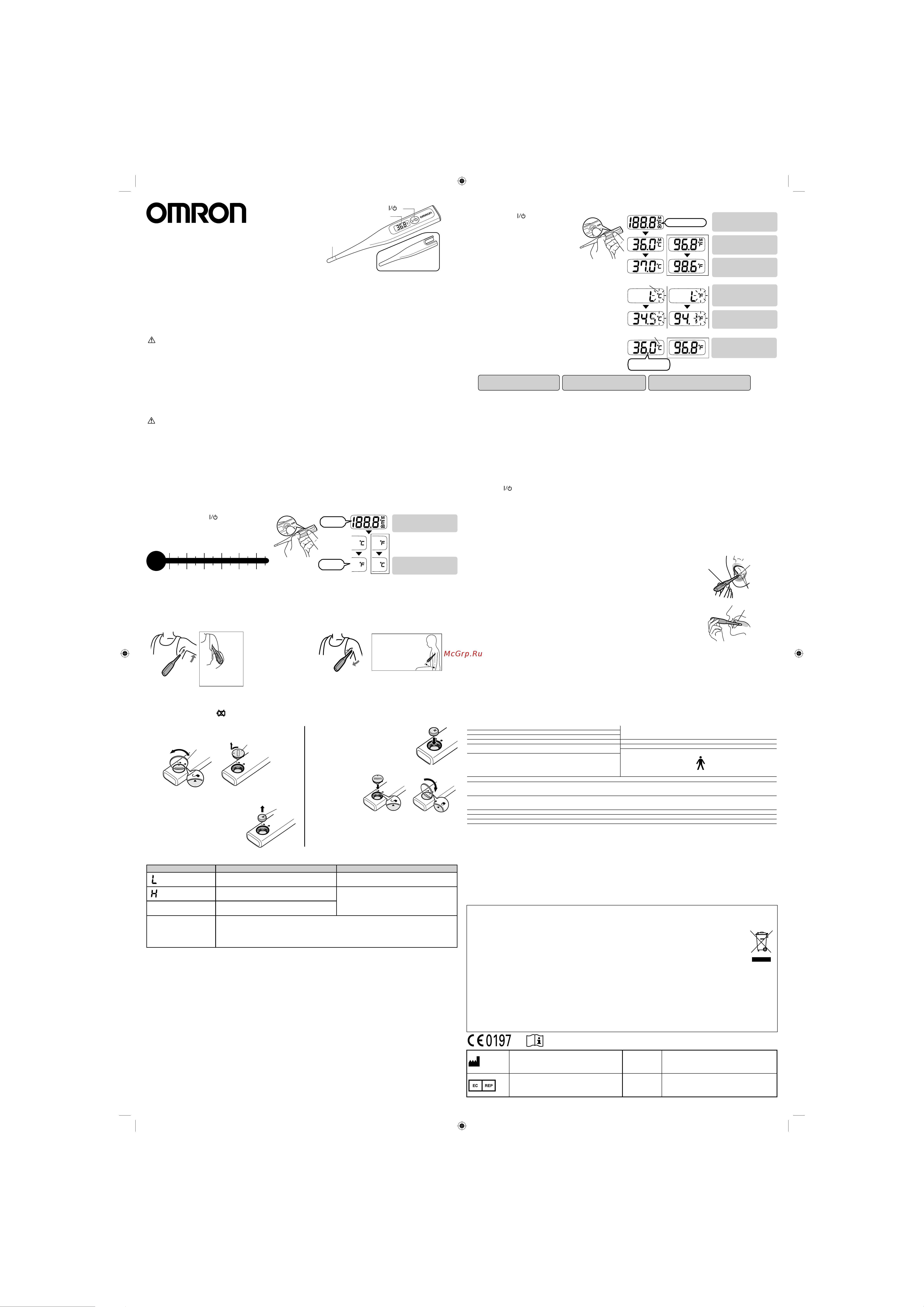 Omron Eco Temp Basic (MC-246-RU) Руководство по эксплуатации онлайн [2/2] 69575