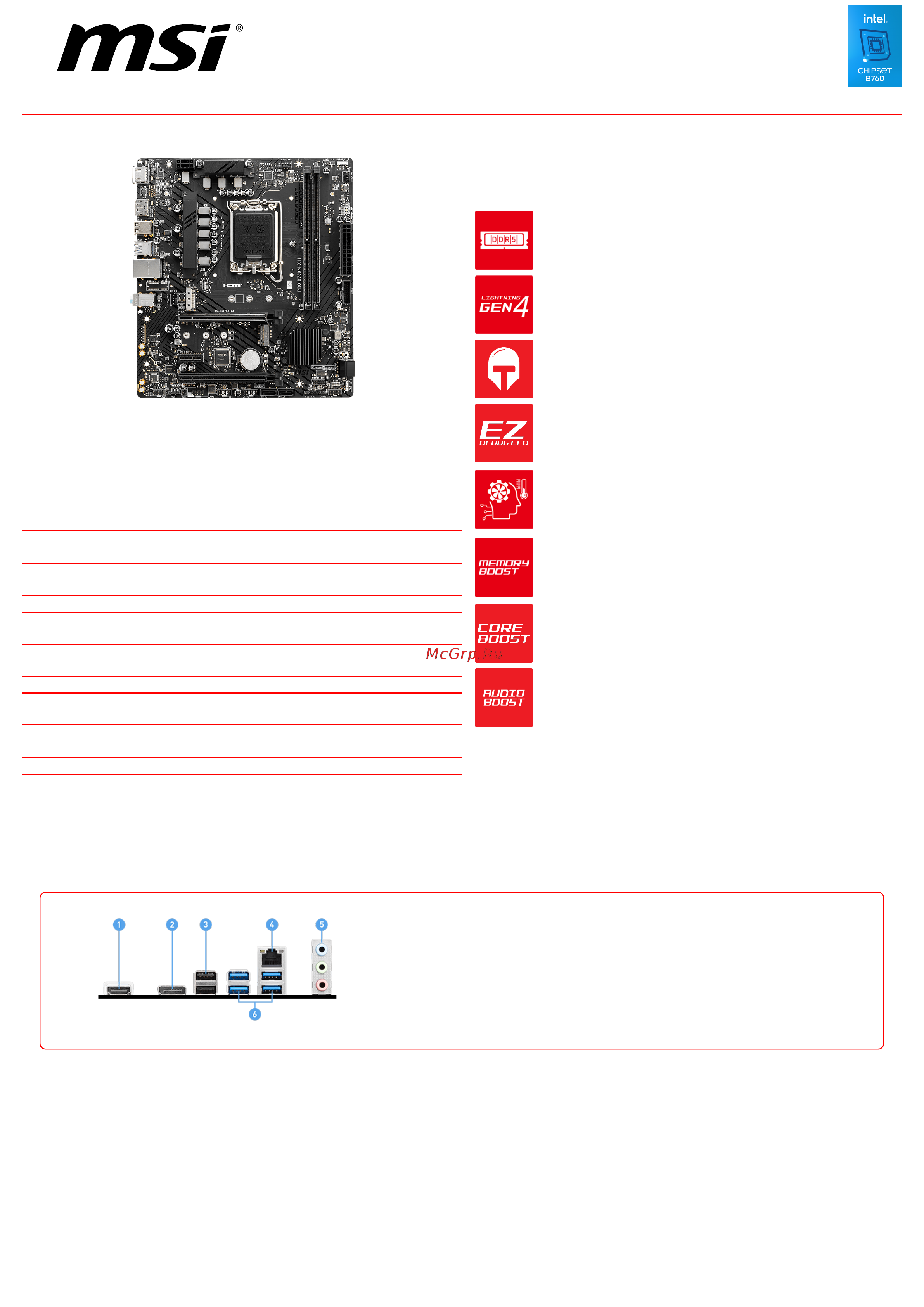 MSI PRO B760M-X II Спецификация онлайн