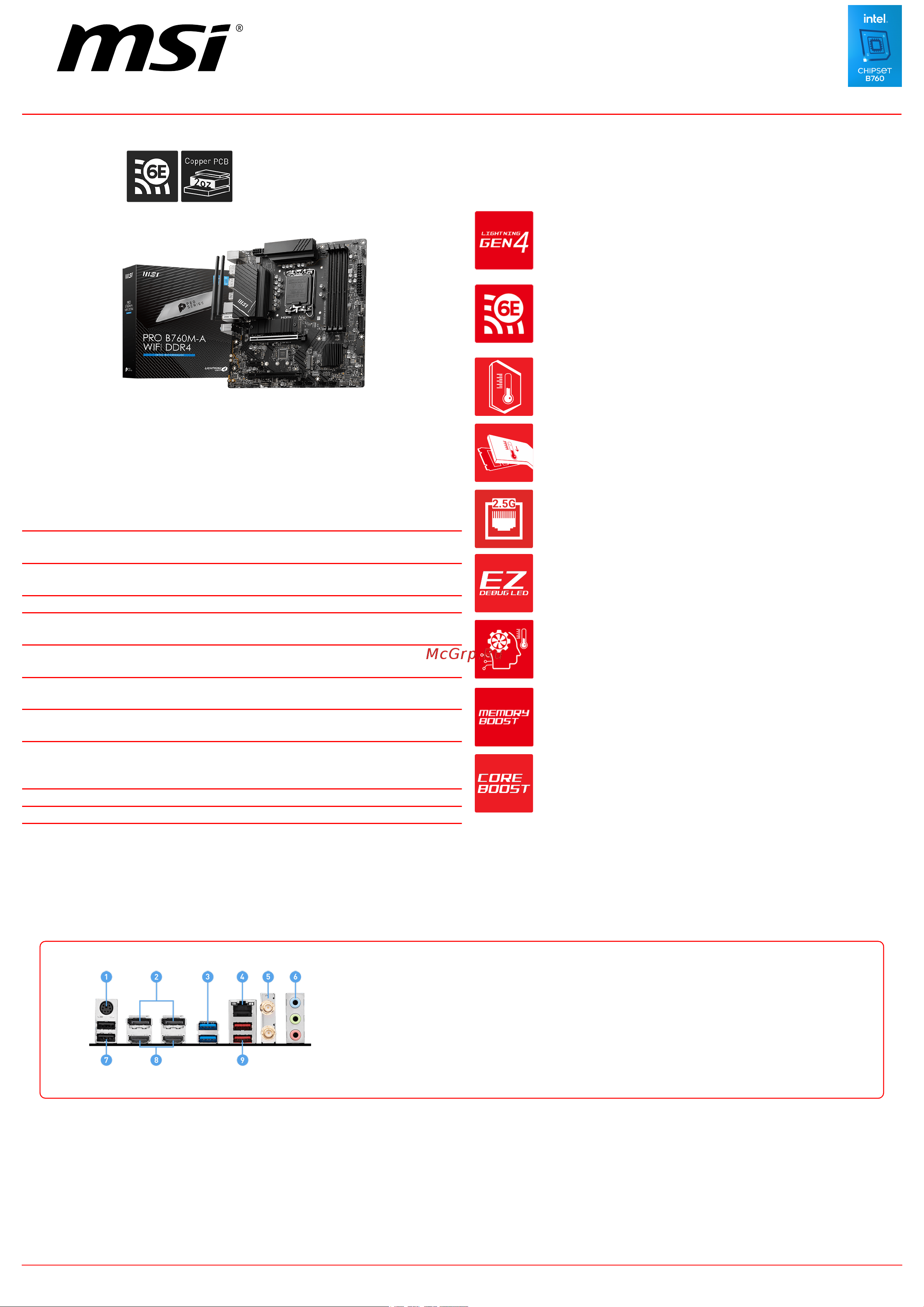 MSI PRO B760M-A WIFI DDR4 Спецификация онлайн