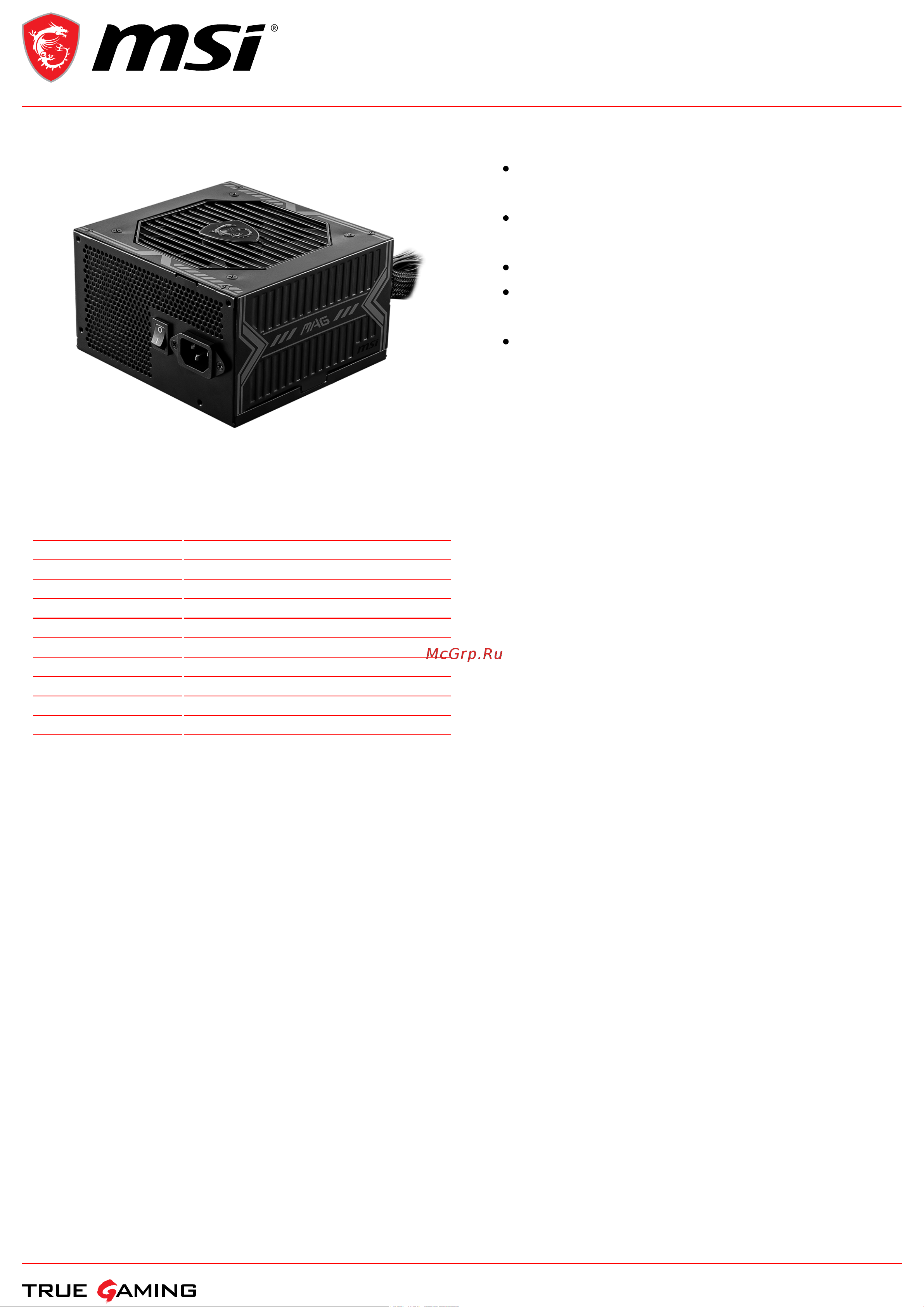 MSI MAG A650BN Спецификация онлайн