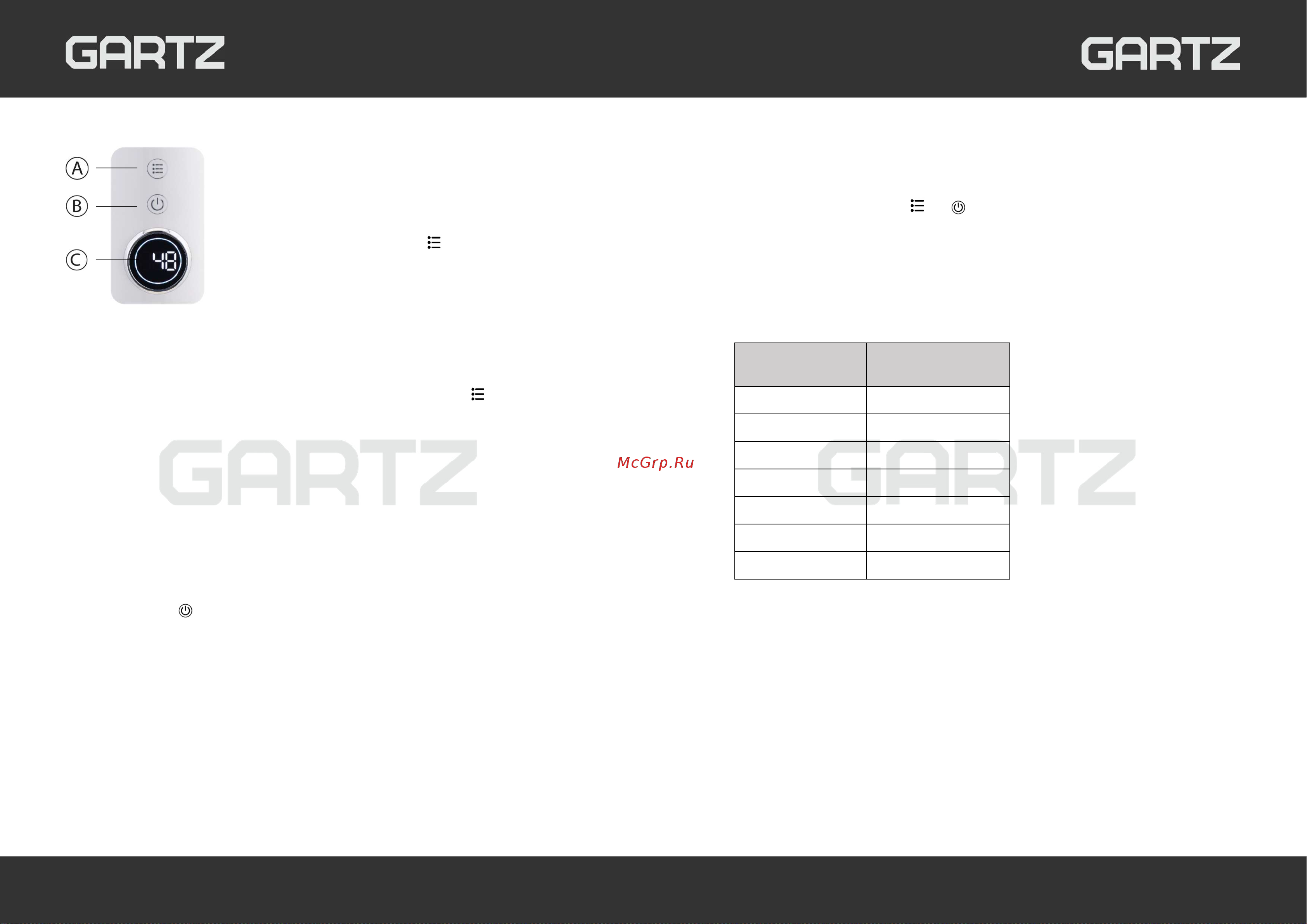 GARTZ KPT70K Инструкция по эксплуатации онлайн [5/8] 903977