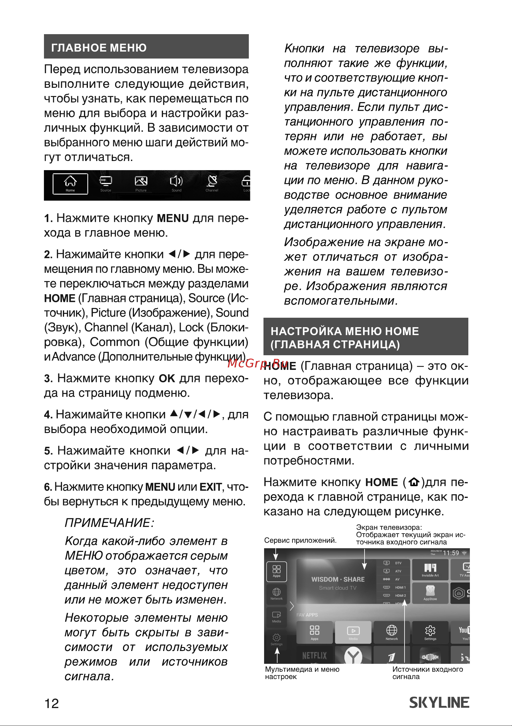 Skyline 43LST5970 Инструкция по эксплуатации онлайн [12/39] 904021