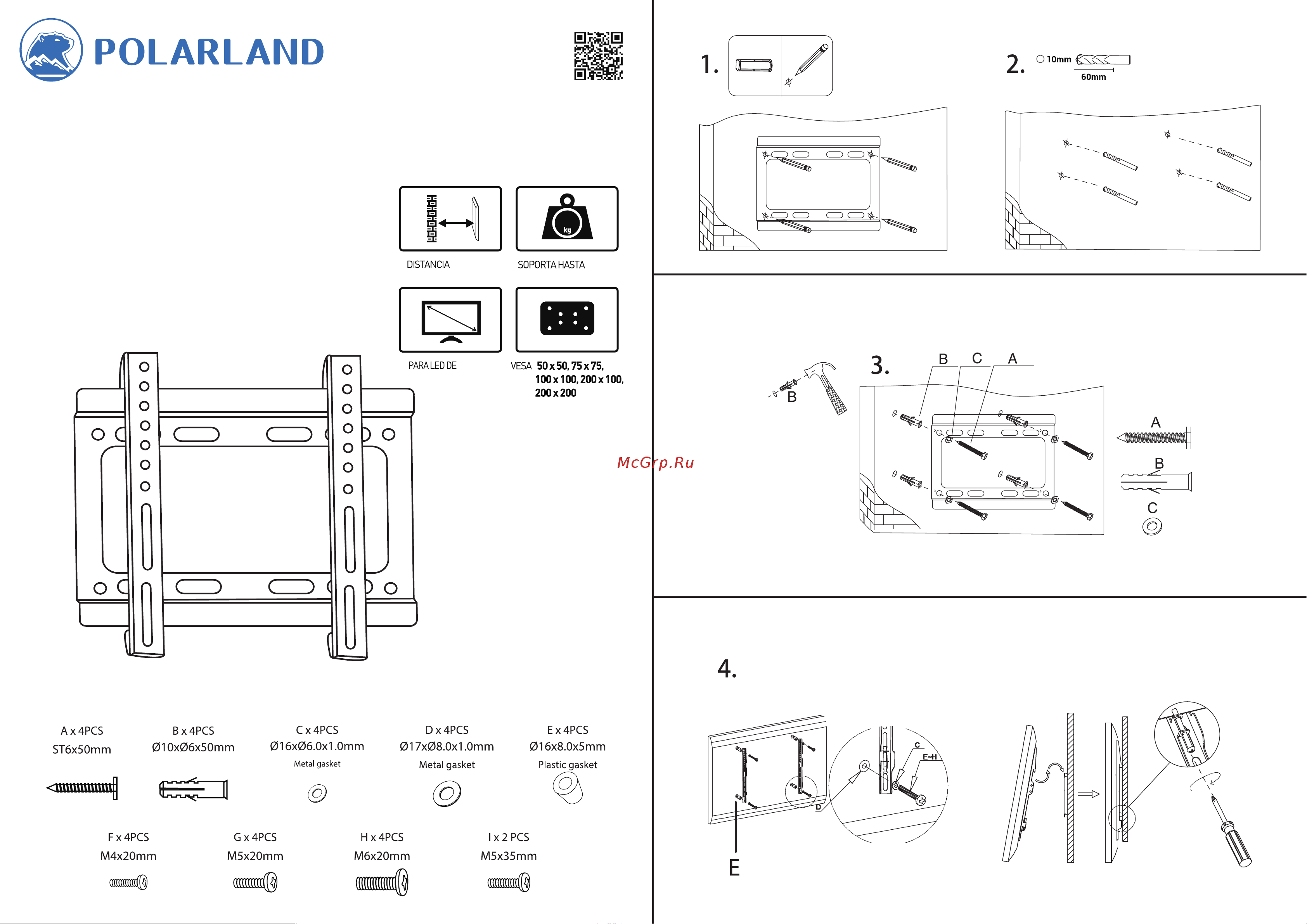 POLARLAND PF43 Инструкция по установке онлайн