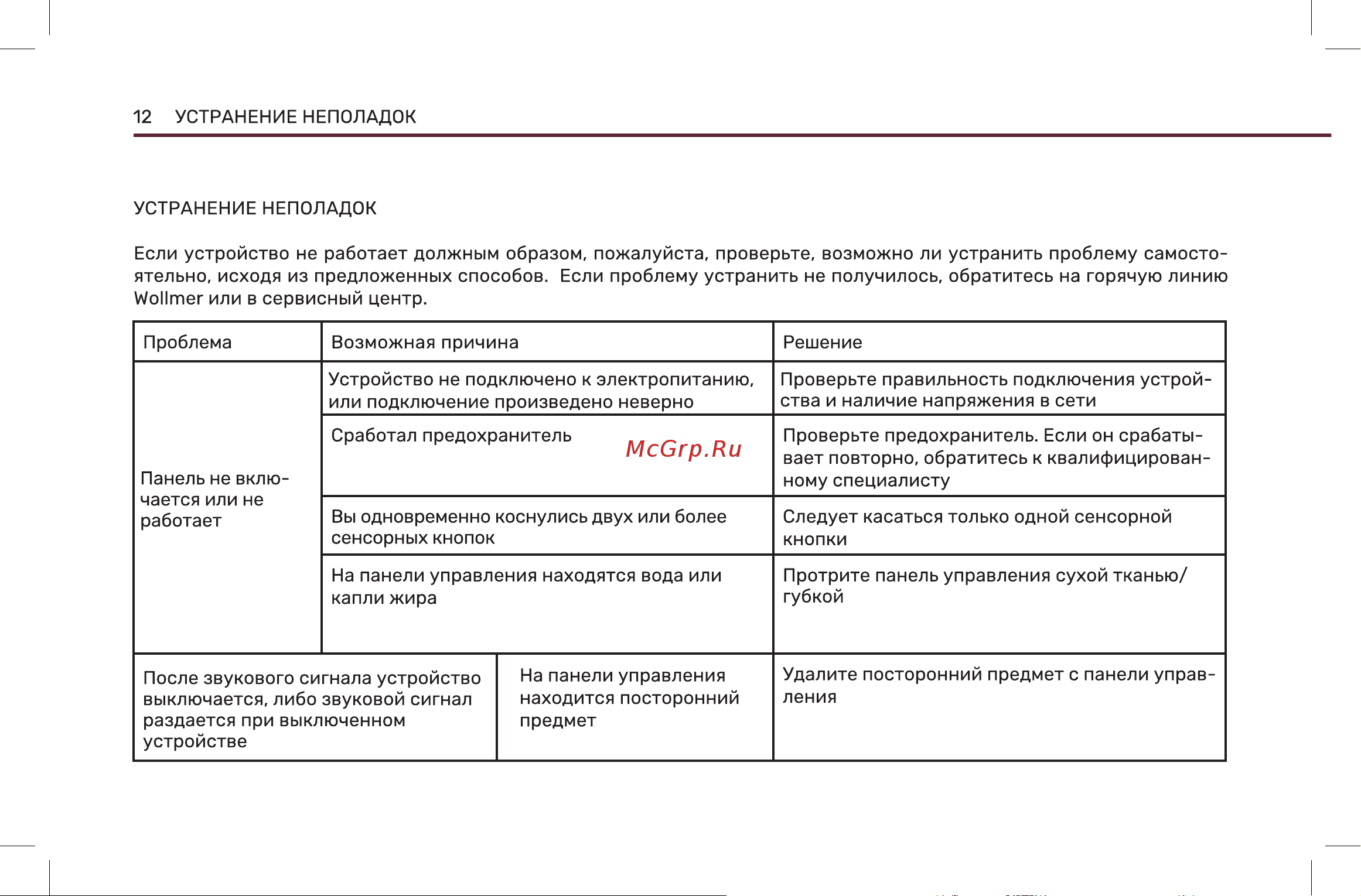 Wollmer I40 Monolith Инструкция по эксплуатации онлайн [12/20] 904671