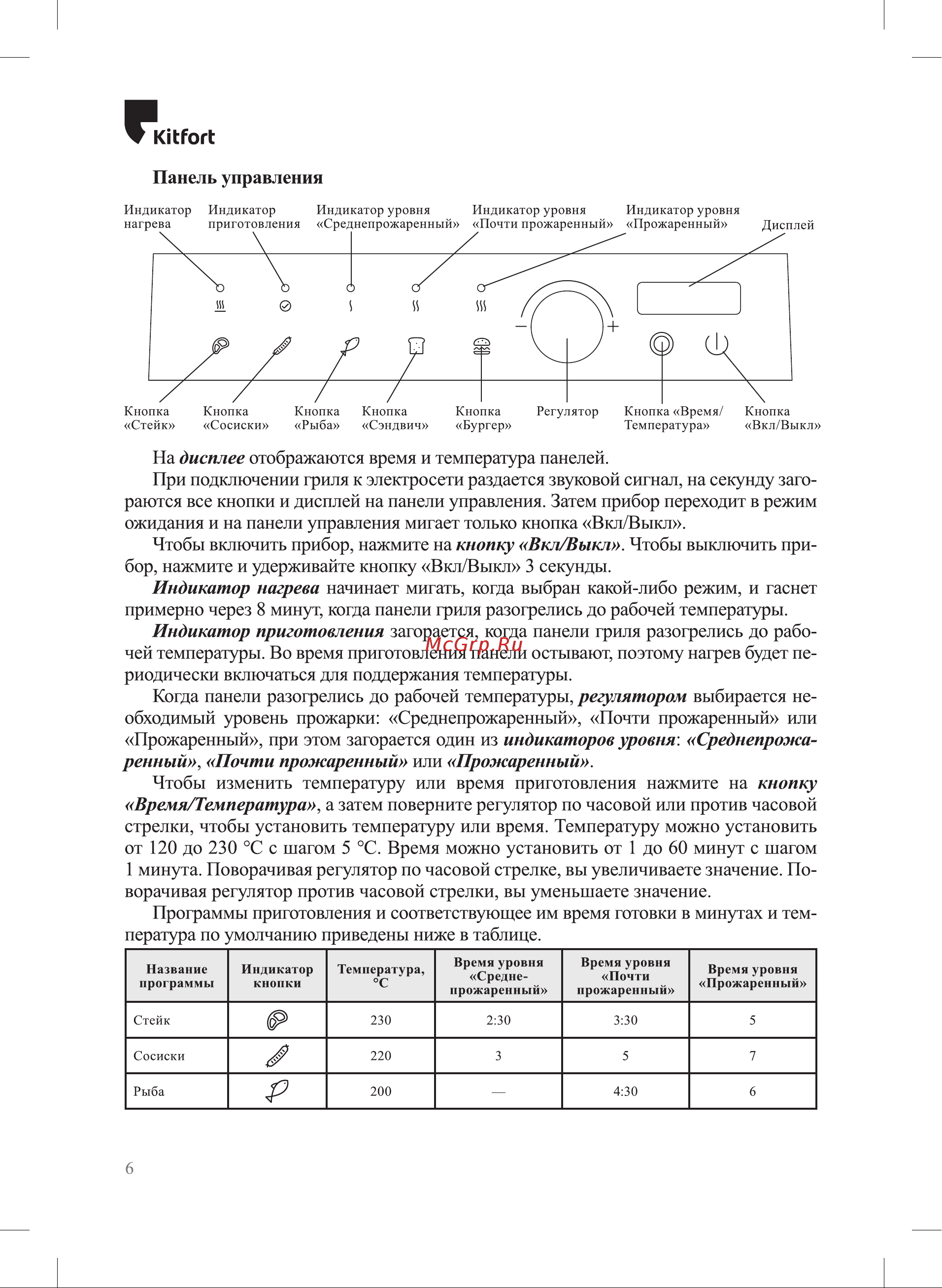 Kitfort KT-4601 Инструкция по эксплуатации онлайн [6/20] 905160
