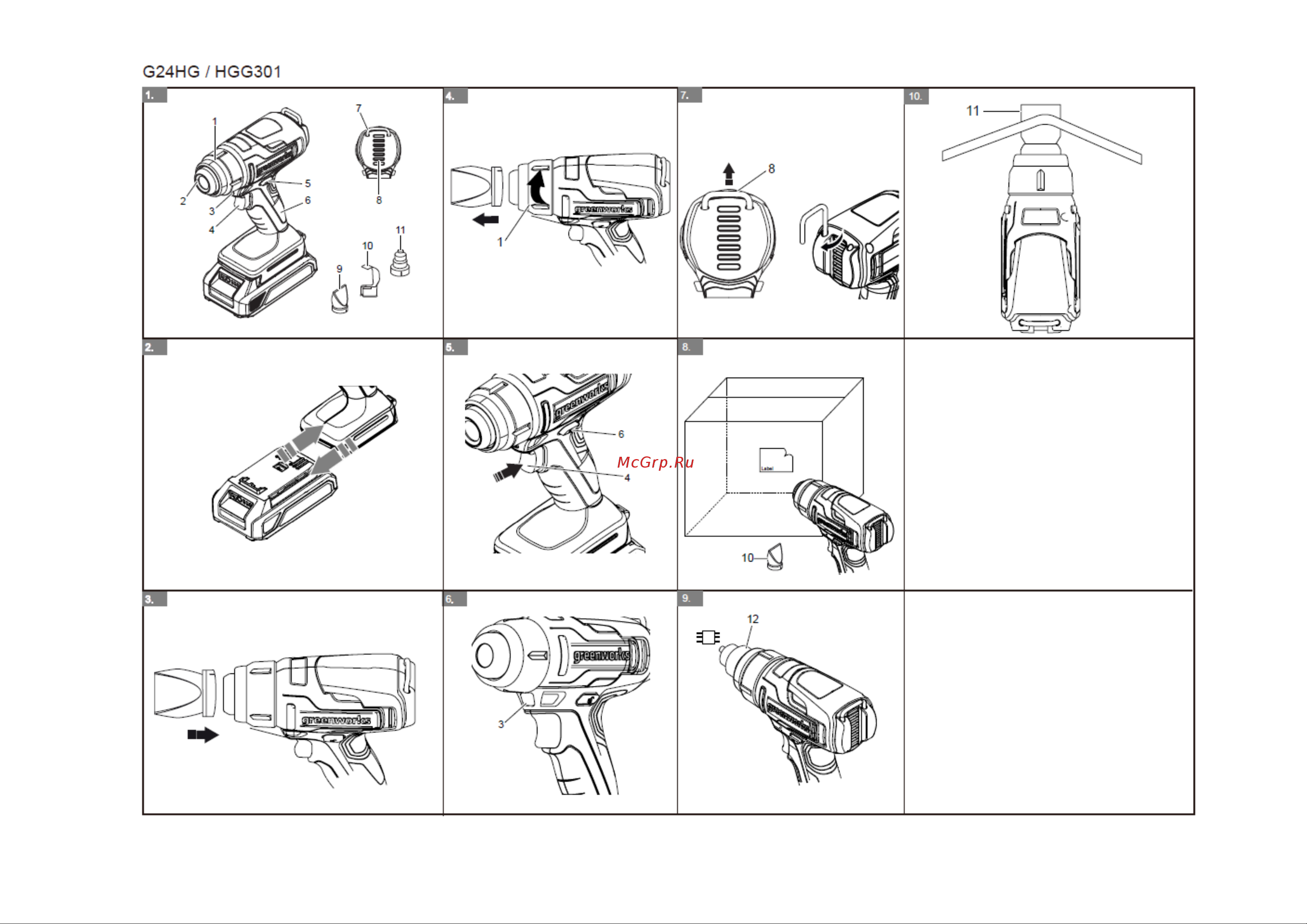 Greenworks G24HG 24V Руководство по эксплуатации онлайн [2/16] 947680