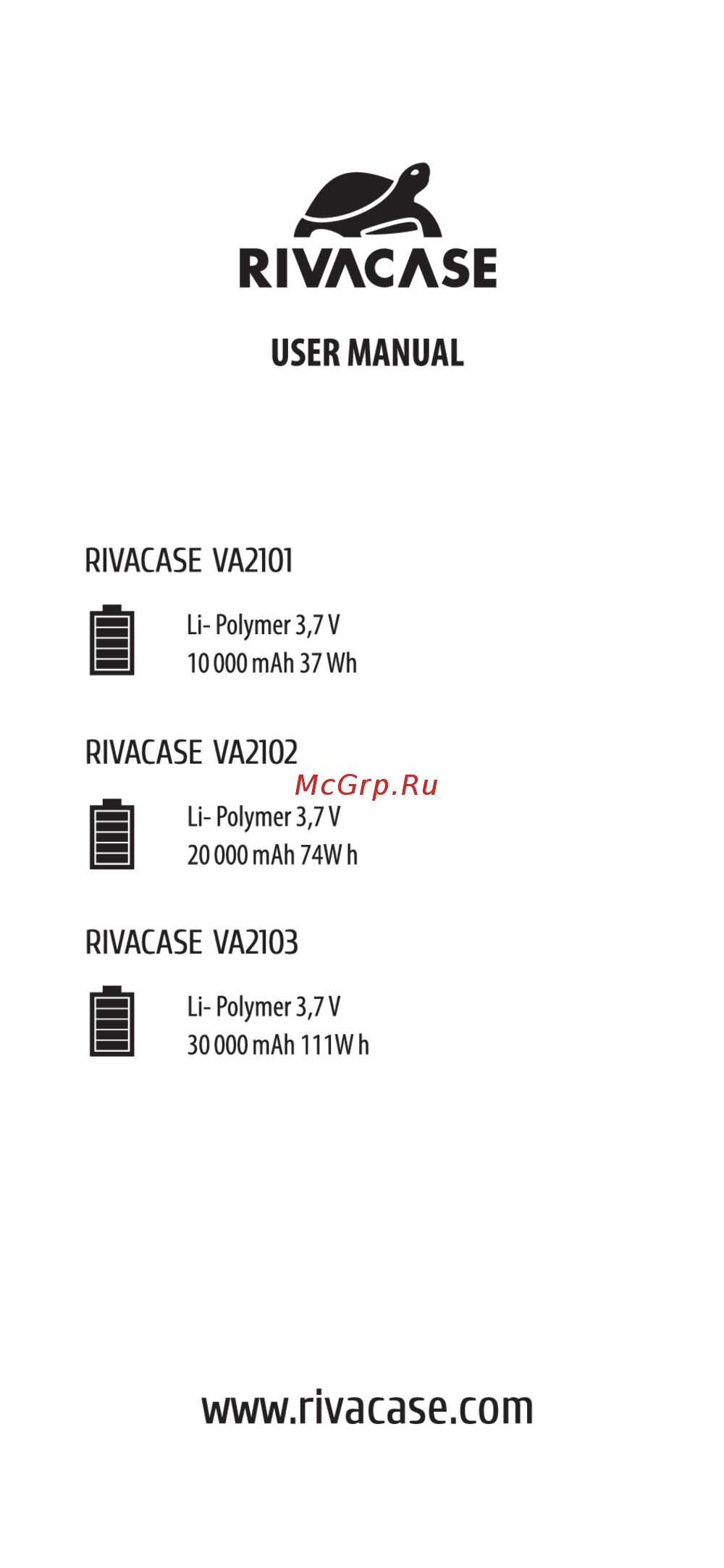 RIVACASE VA2103 Инструкция по применению